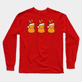 Trio of Christmas Santa Bunnies Long Sleeve T-Shirt